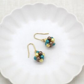 さくら色パールのビーズボールネックレス＆ピアス／イヤリングセット