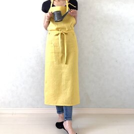 ミモザイエロー　リネン100%フルエプロンの画像
