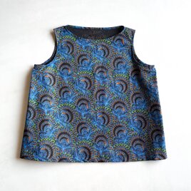 シュエシュエファブリック ボートネックブラウス Shweshwe green x blueの画像
