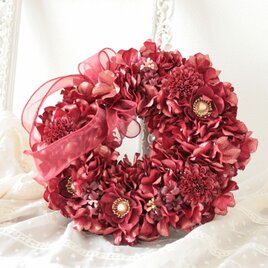 還暦祝いに赤いアネモネのリース 24cm