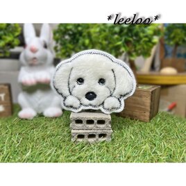 ★それに見えたら貴方の犬種★もこもこ犬★ワッペン-白-9の画像