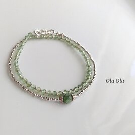 グリーンアパタイト×カレンシルバーの2連ブレスレット