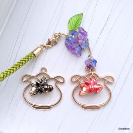 【数量限定】金魚と朝顔の根付け・帯飾りⅤ（赤または黒）の画像