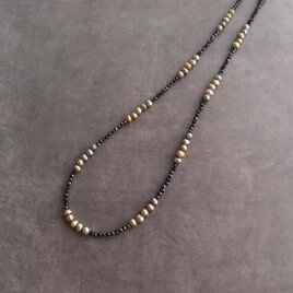 Mini Potato Pearl × Black Spinel Necklace／ポテトパール×ブラックスピネル ネックレスの画像