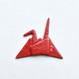 和紙肌オリヅルブローチ(朱)の画像