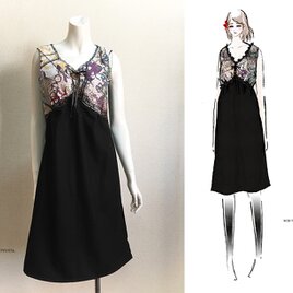 【1点もの・デザイン画付き】ゴブラン織り＆尾州ウール生地ワンピース（KOJI TOYODA）の画像