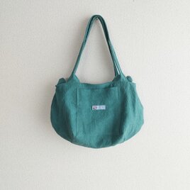 linen  マラカイト グリーン カラー のショルダーバッグ ファスナーの画像