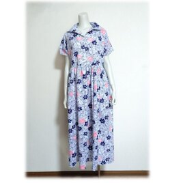 431　１点物　抜き衿レトロワンピース　デッドストック浴衣地　　昭和レトロ　イタリアンカラ―　涼しい　夏のお出かけの画像