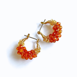 上質AAAカーネリアンのフープピアス｜7月誕生石　チタン　