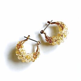 上質AAAシトリンのフープピアス｜11月天然石　チタン　