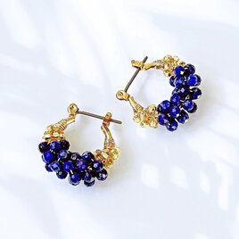 上質AAAラピスラズリのフープピアス・イヤリング｜12月天然石　チタン　14kgfワイヤー