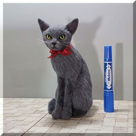 羊毛フェルト　猫　ロシアンブルー　ねこ　ネコ　猫フィギュア