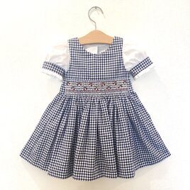 ギンガムチェックワンピース 綿100％ 日本製 レース 上品 可愛い