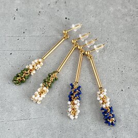 2color【バイカラービーズ＊リンクラインスティックピアス orイヤリング】