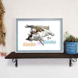 オーダーメイド/フレーム付き/アートポスター/そのままプレゼントに/すぐ飾れる/うちのネコ/A4/猫さん/にゃんこ/癒し