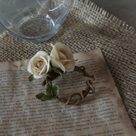 ②アンティーク　布花　薔薇　フランス　ビスクドール 花冠　ハンドメイド　素材 0825A フランスアンティーク 布花 花冠 古写真 ビスクドールや