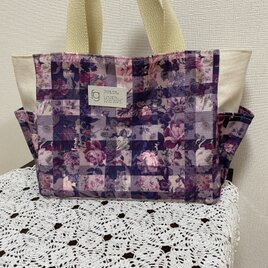 サイドポケット付きトートバッグ　リバティ帆布　アーカイブギンガムの画像