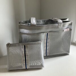 夏メッシュトートバッグ／シルバーの画像