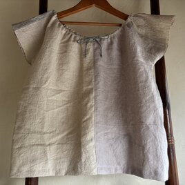 麻のギャザーブラウスEの画像