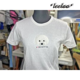 ビションフリーゼのもこもこアップリケTシャツ★サイズｓの画像