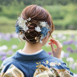 ターコイズブルーとミントグリーンの髪かざり 成人式 振袖 着物 結婚式