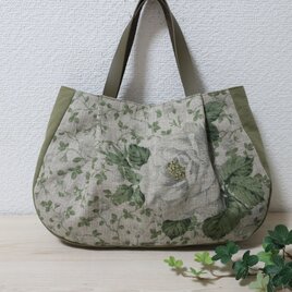 花柄リネン＆帆布トートバック