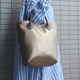 男女兼用 底マチ広 ブロンズ トートバッグ 内ホックあり ハンドメイド6256