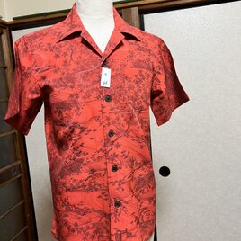 着物リメイクアロハシャツ、総柄、M寸！の画像