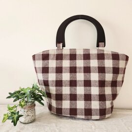 wood♡チェック柄トートbagの画像
