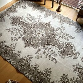 大判137×233赤エンジ×ブルー　メダリオン　シャビー　トルコヴィンテージラグ 37×37 八角形ラグ 赤えんじ×ネイビー トルコヴィンテージラグ