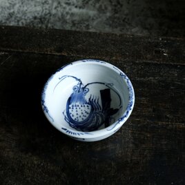 冷やしうどんを盛り付けたくなる◆大きな伊勢海老。　伊万里　染付鉢　碗　骨董・antiques 器　幕末〜明治期の画像