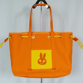 うさぎスカル、オレンジ帆布のトートバック。