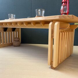 【送料無料】 ローテーブル 木組 やぐらテーブル 120cm 45cm パイン ナチュラル 折り畳み式の画像