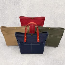 レザーハンドルが選べるキャンバストートバッグＳ（ハンドメイド／セミオーダー／カスタマイズ／手持ち／肩掛け）