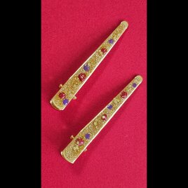 深紅な紫のきらめき　金箔風ヘアクリップ（2個セット）の画像