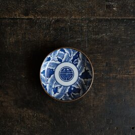 リーフと寿◆印判小皿　antiques/骨董　丁寧な暮らし　古道具　古民家　明治〜大正期の画像