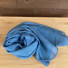 阿波藍染　本藍染ムガシルク手織り紬ストール天然灰汁発酵建　藍染めストール 阿波藍染 本藍染薄手シルクウール流水模様ストール天然灰汁発酵