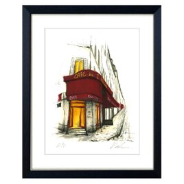 風景画 パリ 版画「Cafe des Deux Moulins」AP版の画像
