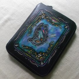 L型ファスナータイプのロングウォレット 牛革 刻印＆拭き染め