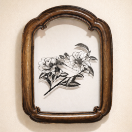 ハサミ切り絵原画 山茶始開 【額装済】