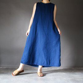 nuit - gauze onepiece〔群青色〕 藍染め ノースリーブワンピースの画像