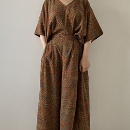 着物リメイクキュロット　更紗柄の画像