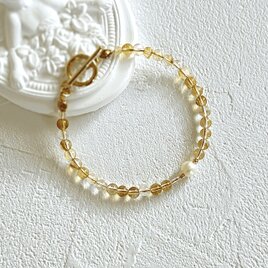 変化を味方に◆ファントムシトリンブレスレット｜ラウンド4ｍｍ×マンテル◆11月誕生石　天然石