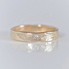 ダイヤモンド ミモザ フラットリング 14kgf ピンキーリング対応  誕生石 誕生花 ご褒美 ギフト