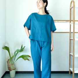Linen＆Cotton　後ろタックのブラウス【クチナシの実染め】の画像