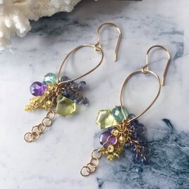 【Ｋ14gf】レモンクォーツとアイオライトのピアス