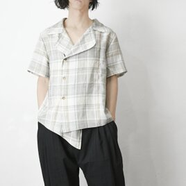 【完全一点物】半袖ダブルシャツ(ライトグレーチェック)の画像