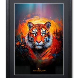 【額付AIアート/A3ノビ】SUNSET TIGER（夕陽の虎）の画像