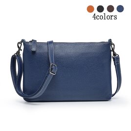 イタリアンレザー サコッシュ  レディース 斜めがけ 軽量  ミニショルダー ネイビーブルー　W08