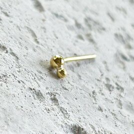 K24純金 丸玉＋子丸玉スタッドピアス◇ K24 Round Ball Stud（片耳分～）◇K24 釈迦玉ピアの画像